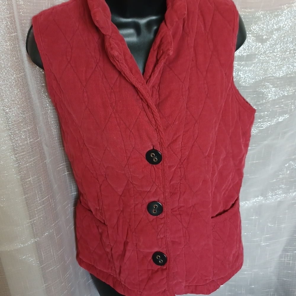 Habitat Burgundy Quilted 3 Button Vest, Size S